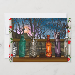 Carte Réflexion   Vases en verre coloré dans la fenêtre