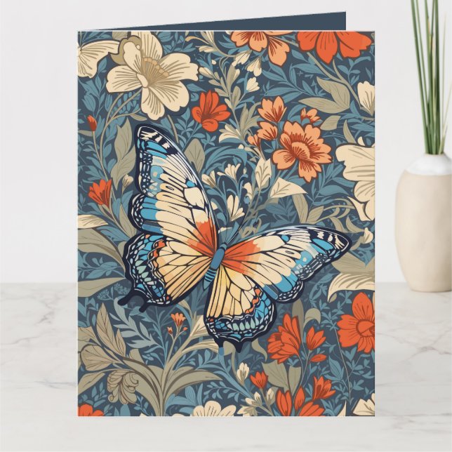 Carte Regal Butterfly Amidst William Morris Floral (Devant)