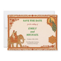 Regal Indian Elephant Gold & Saffron Save the Date