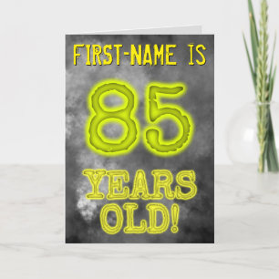 Carte Regard effrayant à aura lumineuse "85 ANS !" + Nom