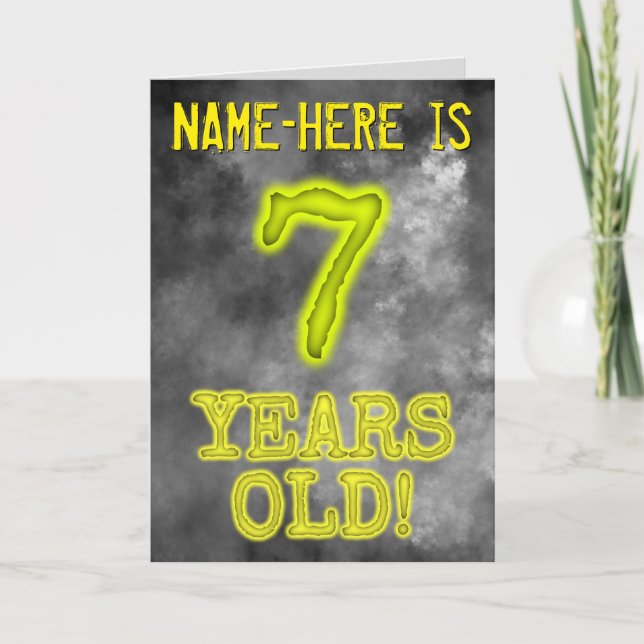 Carte Regard Effrayant d'Aura Lumineuse "7 ANS!" + Nom (Devant)