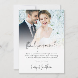 Carte Reincement photo moderne Script Mariage Merci