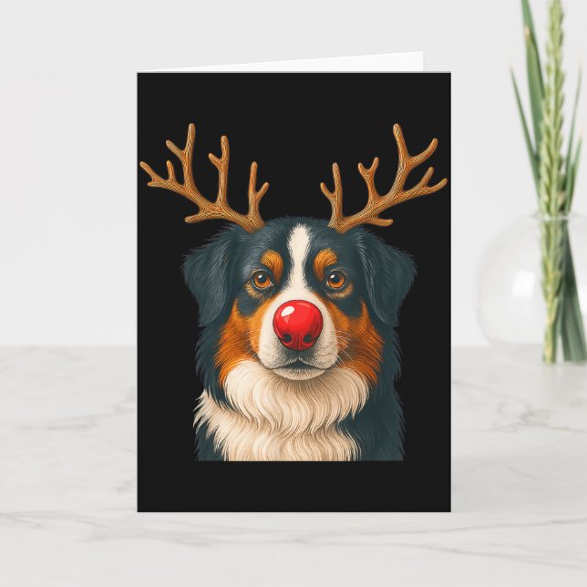 Carte Reindeer Australian Shepherd Christmas Aussie Dog  (Devant)