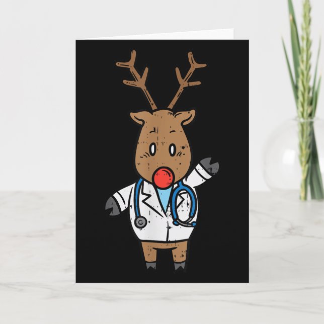 Carte Reindeer Doctor Nurse Stethoscope Medical Christma (Devant)