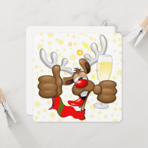 Carte Reindeer Drunk Funny Caractère de Noël
