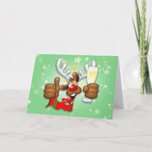 Carte Reindeer Drunk Funny Caractère de Noël