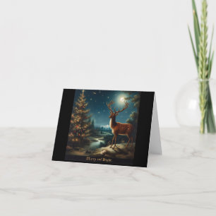 Carte Reindeer Joyeux et Noël brillant