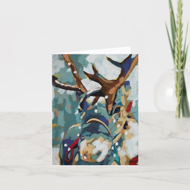 Carte Reindeer Original Painting Holiday Card (Devant)