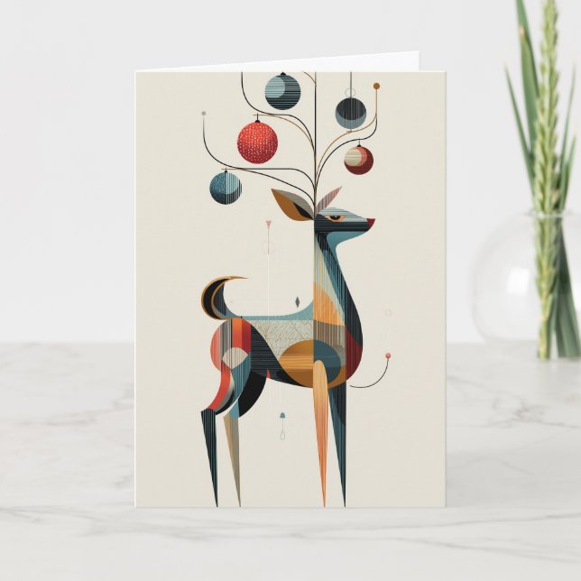 Carte Reindeer with ornaments on antlers  (Devant)