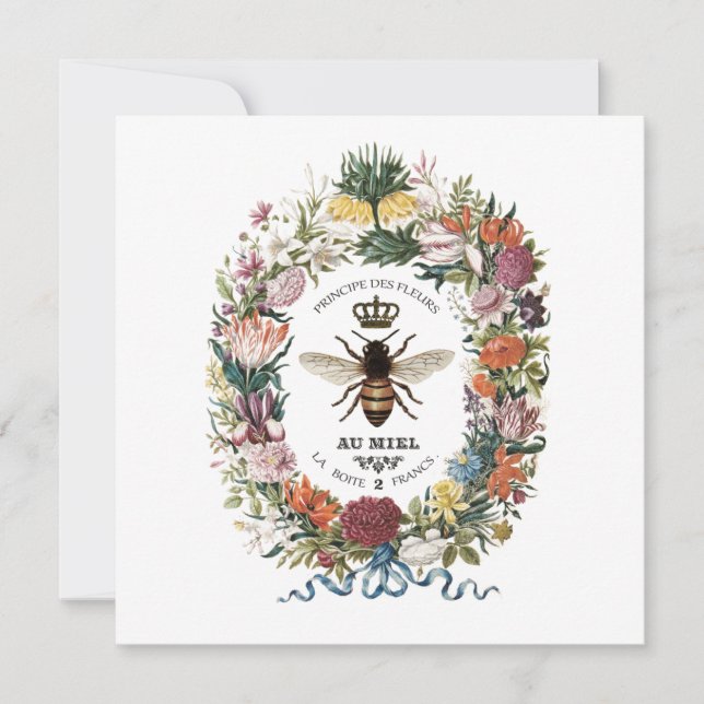 CARTE REINE BEE BOTANIQUE VINTAGE MODERNE (Devant)