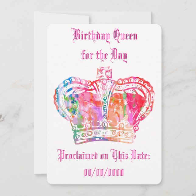 Carte Reine d'anniversaire pour la journée (Devant)
