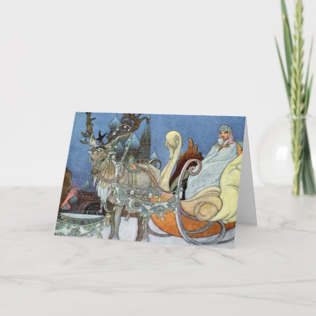Carte Reine des neiges Russe Princesse Reindeer (Devant)