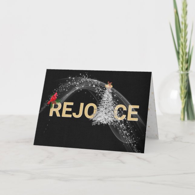 Carte Réjouissez-vous d'or de Noël avec Cardinal (Devant)