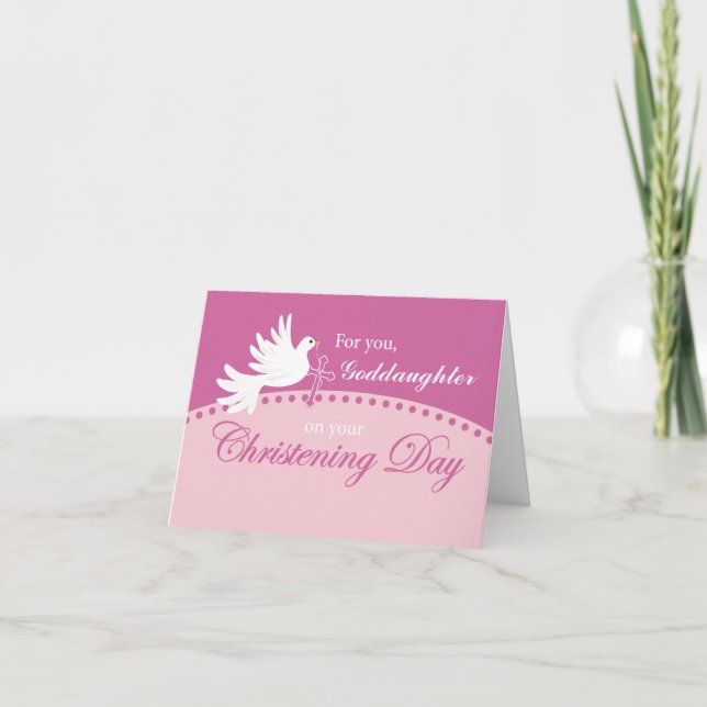 Carte Relation personnalisée Godgirl Christening Dove (Devant)