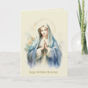 Carte religieuse d'anniversaire de la Vierge catho