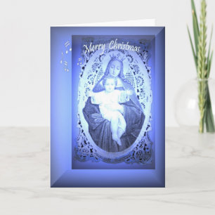 Carte religieuse de Noël avec notes musicales