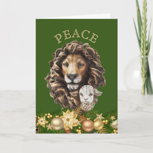Carte religieuse de Noël Lion et agneau (Devant)