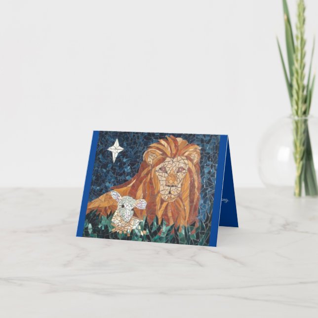 Carte religieuse de Noël Lion et agneau (Devant)