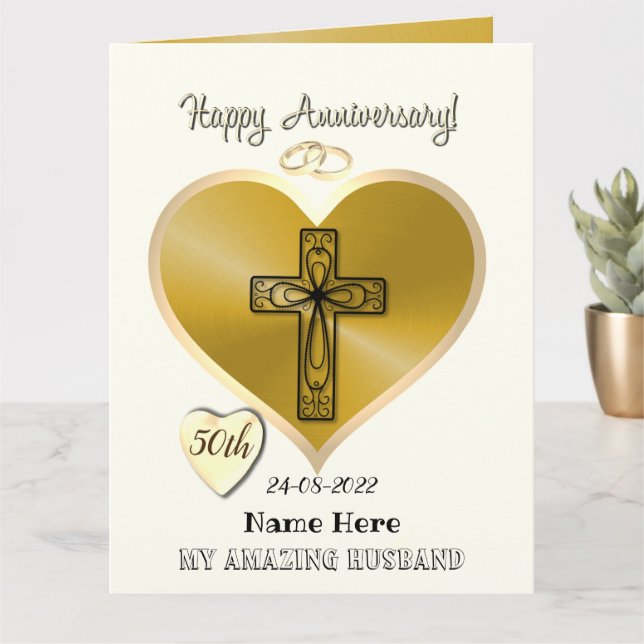Carte religieuse du 50e anniversaire pour mari (Petite plante)