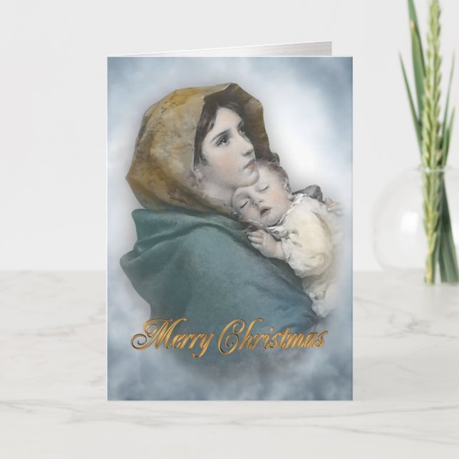 Carte religieuse Madonna Nativité de Noël (Devant)