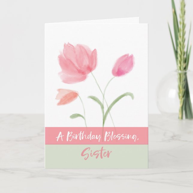 Carte Religieuse Nun Anniversaire Bénédiction Fleurs Ros (Devant)