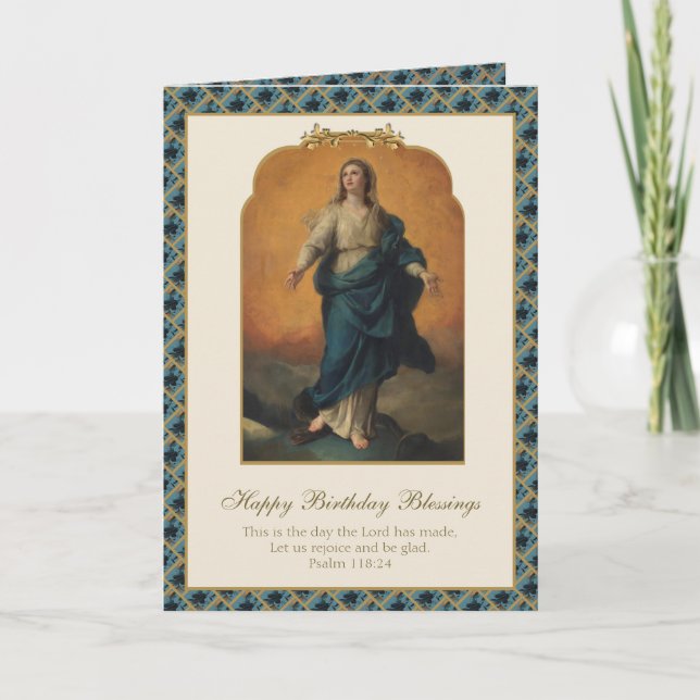 Carte Religieuse Vierge Marie Assomption Anniversaire (Devant)