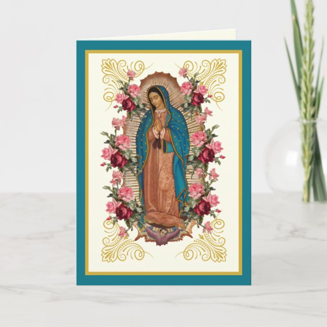 Carte Religieuses Roses Vierge Guadalupe Espagnol  (Devant)