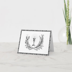Carte Religieux catholique Chalice Hôte prêtre eucharist