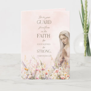 Carte Religieux Catholique Écriture Florale Marie
