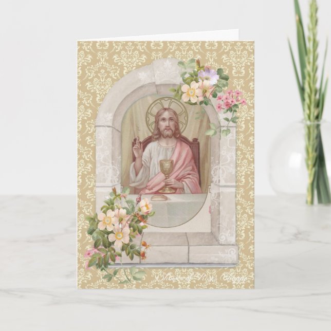 Carte Religieux catholique Jésus communion Eucharistie (Devant)