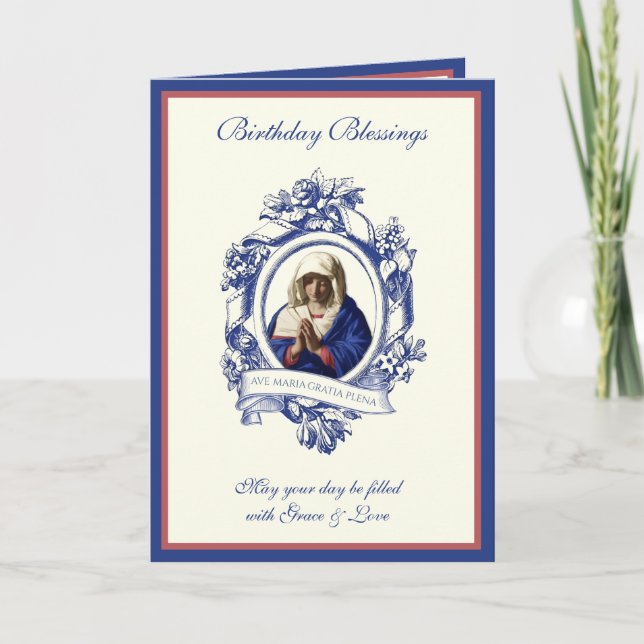Carte Religieux Catholique Vierge Marie Salut Marie Lati (Devant)