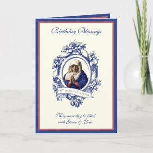Carte Religieux Catholique Vierge Marie Salut Marie Lati