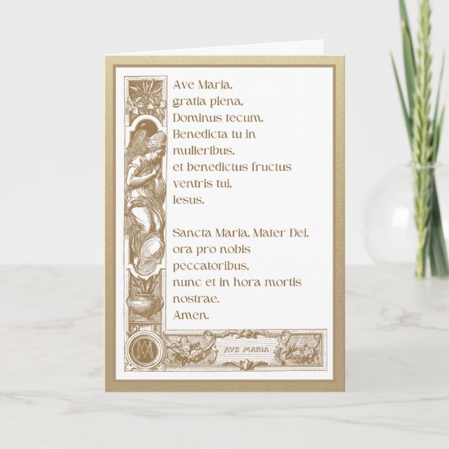 Carte Religieux Gold AVE MARIA Virgin Mary Elegant Card (Devant)