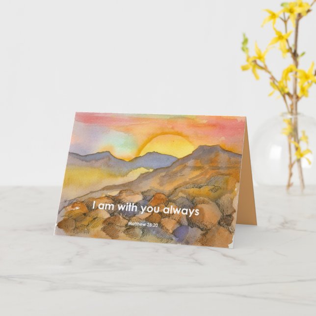 Carte Religieux Je Suis Avec Vous Toujours Écriture Matt (Fleur jaune)
