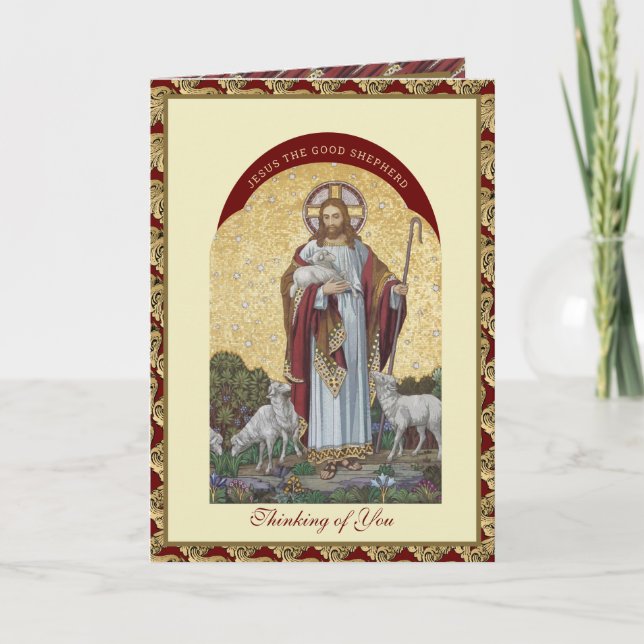 Carte Religieux Jésus Bon Pasteur Encourager L'Écriture (Devant)
