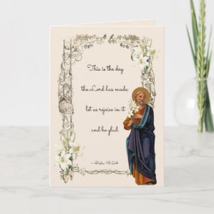 Carte Religieux St. Joseph Jésus Floral Vintage