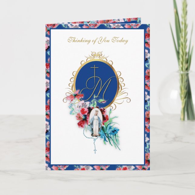 Carte Religieux Vierge Marie Amitié Rosaire Catholique (Devant)