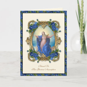 Carte Religieux Vierge Marie Florale Catholique Assompti