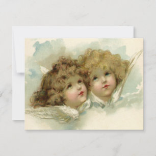Carte Religion Vintage, Anges Victoriennes dans les Nuag