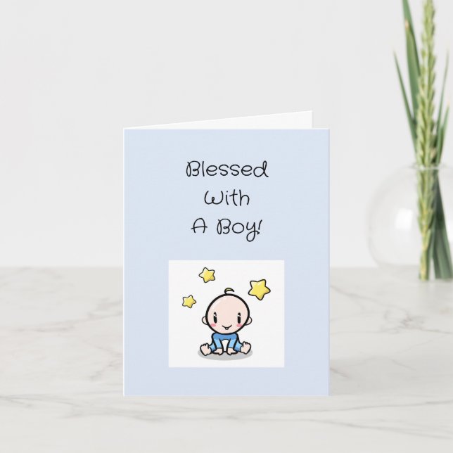 Carte Religious Baby Boy Félicitations avec Texte, Perso (Devant)