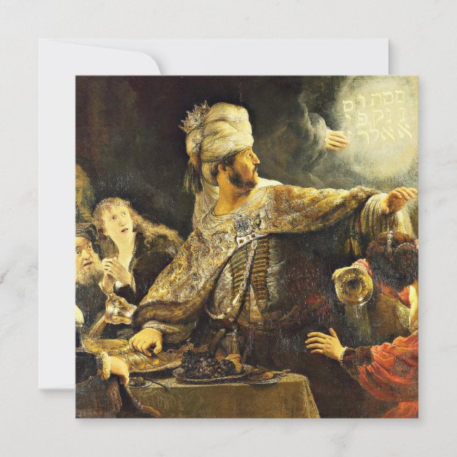 Carte Rembrandt - Fête de Belshazzar, peinture religieus (Devant)
