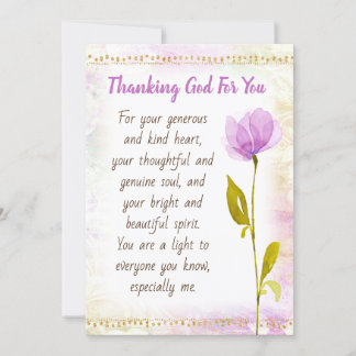 Carte Remerciant Dieu pour votre amitié salutation