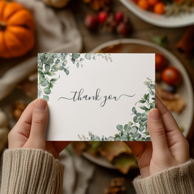 Carte Remerciement Baby Shower Eucalyptus (Watercolor Eucalyptus Bridal Shower Thank You Postcard)