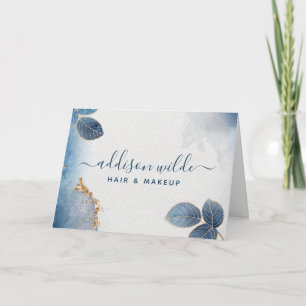 Carte Remerciement d'affaires botanique aquarelle bleu o