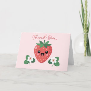 Carte Remerciement de Baby Shower Kawaii Strawberry