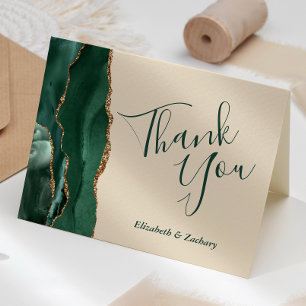 Carte Remerciement de mariage Champagne Agate Vert Emera