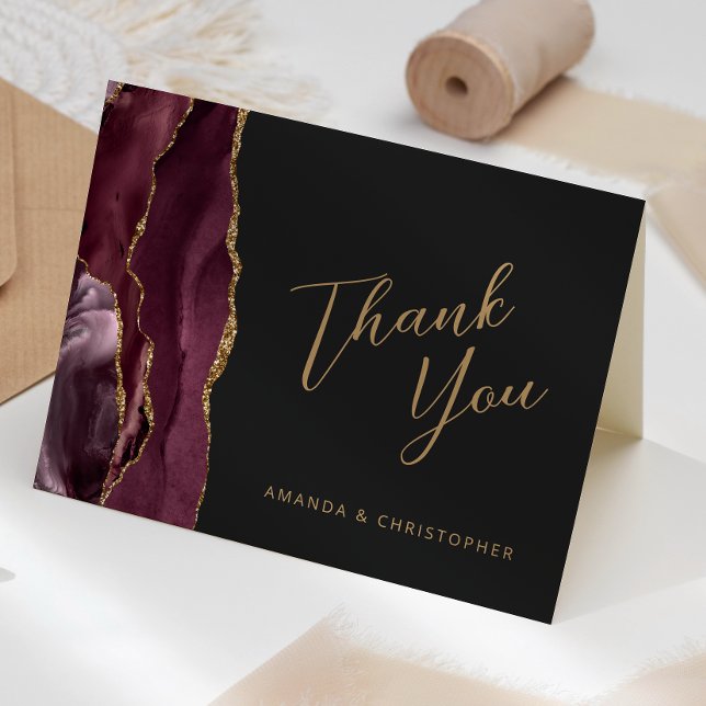 Carte Remerciement de mariage écriture goudronnée Burgun (Créateur téléchargé)
