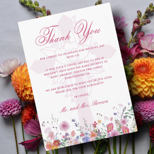 Carte Remerciement de mariage religieux aux fleurs sauva