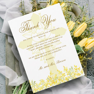 Carte Remerciement de mariage religieux Yellow Mimosa
