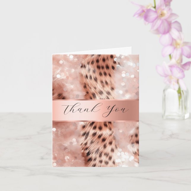 Carte Remerciement de mariage Rose Gold Léopard (Orchidée)